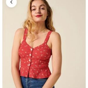 Rouje Rita top, red floral